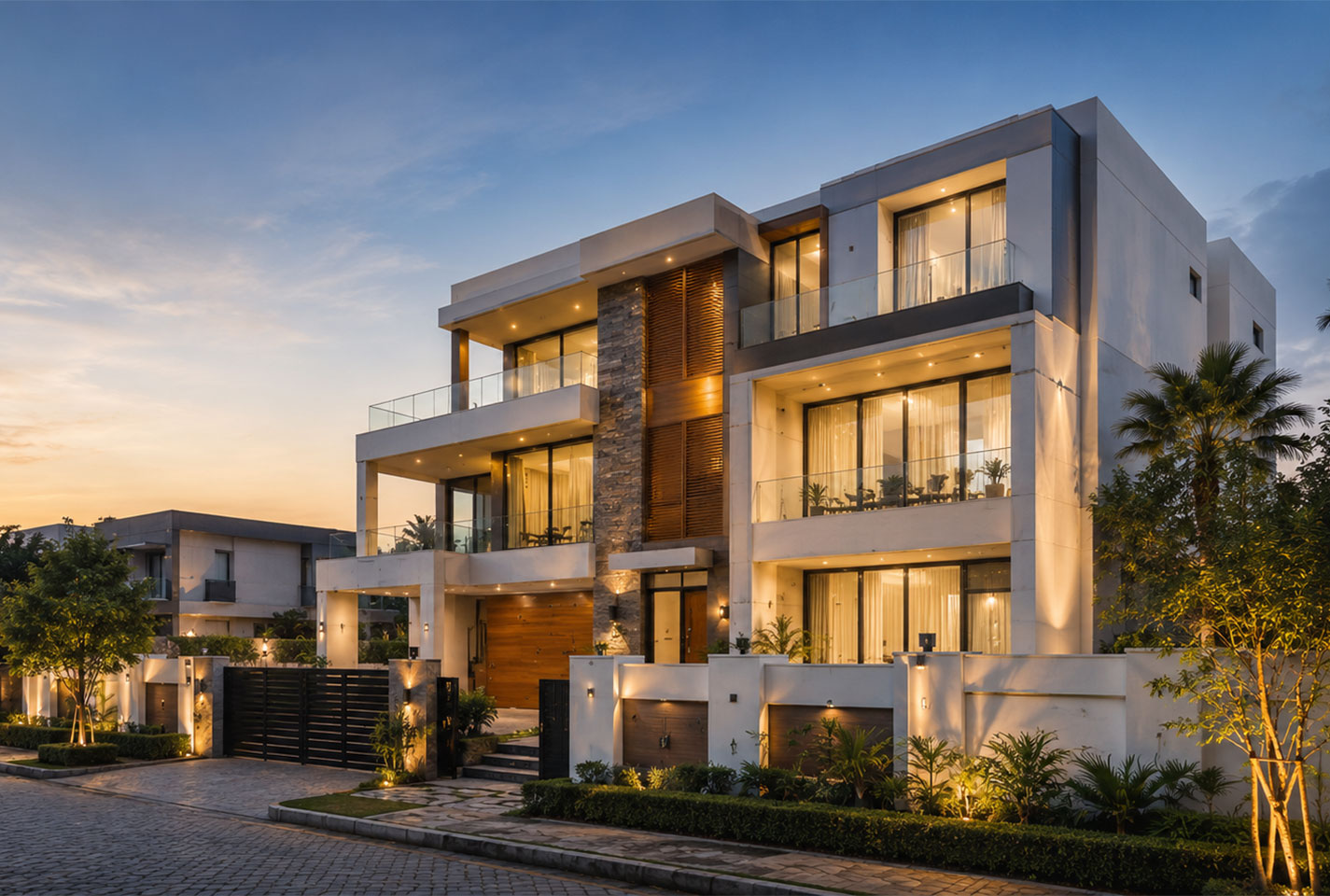 A completed Pirsons Engineering residence at dusk